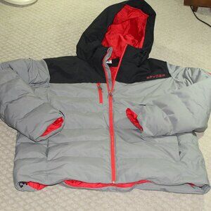 Spyder Womens Size XXL Grey & Black Hooded Winter Puffer Coat